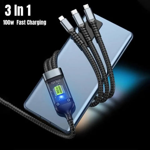 100W 3-in-1 Charging Cable